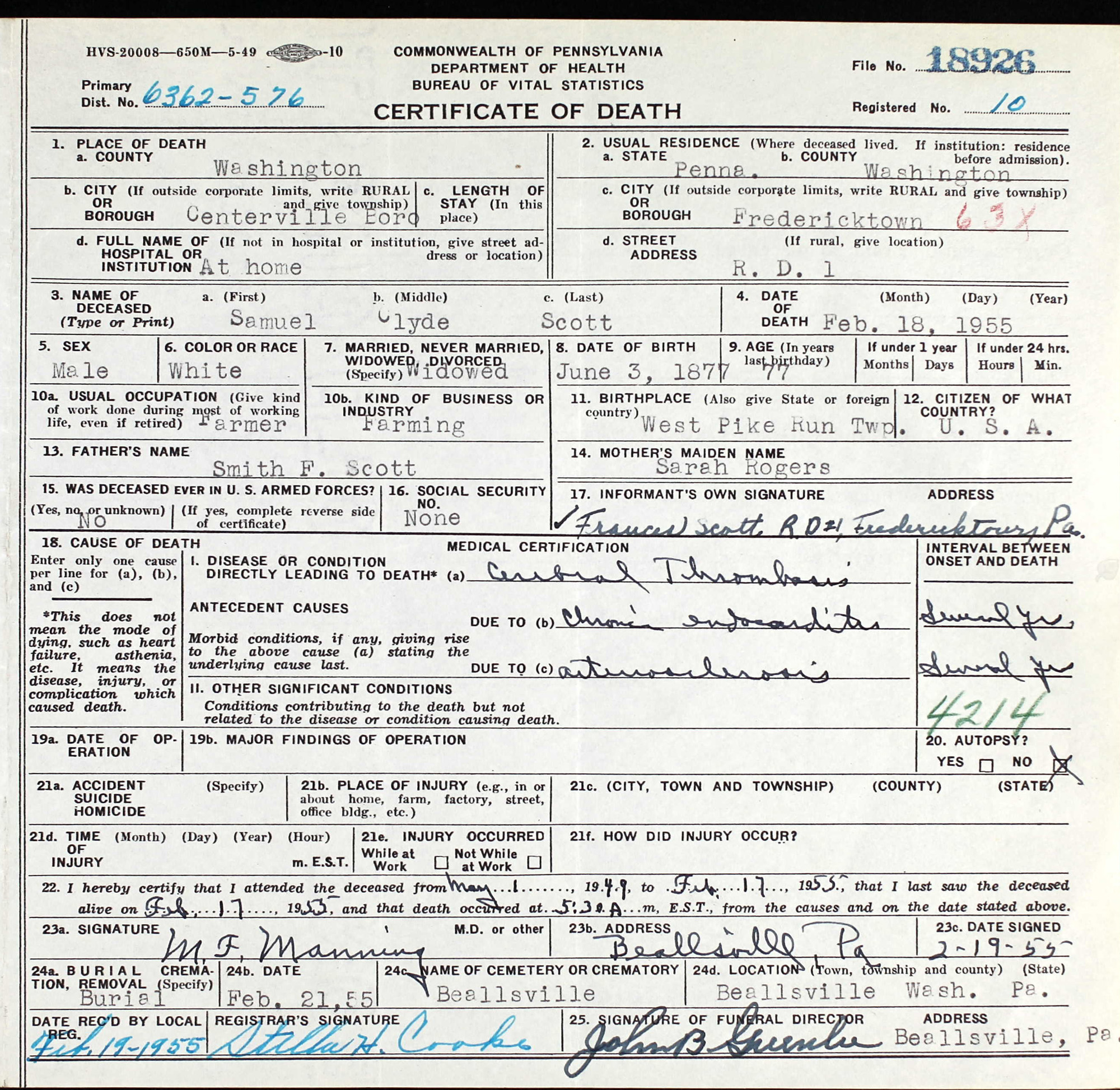 death certificate